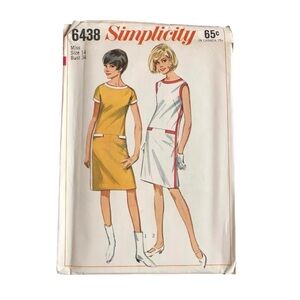 Vintage Simplicity 6438 Sewing Pattern Size 12